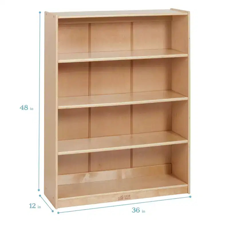 Wooden Classic Bookcase with Adjustable Shelves, 121.9 cm, Classroom Bookshelf
