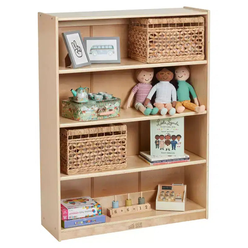 Wooden Classic Bookcase with Adjustable Shelves, 121.9 cm, Classroom Bookshelf
