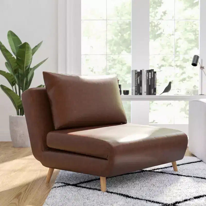 Convertible Tri-Fold Sleeper Chair with Channel Stitching and Pillow