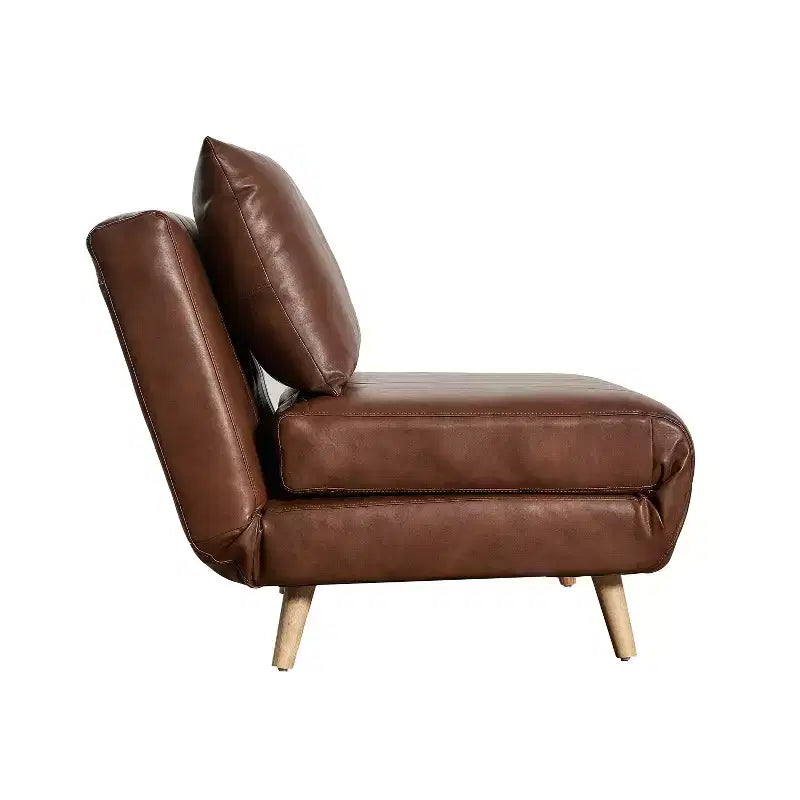 Convertible Tri-Fold Sleeper Chair with Channel Stitching and Pillow