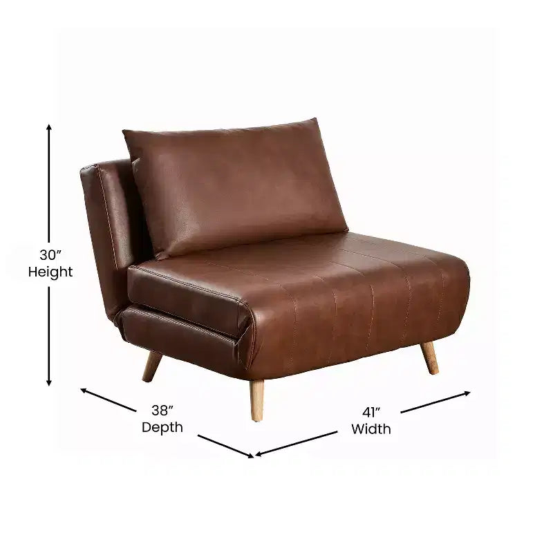Convertible Tri-Fold Sleeper Chair with Channel Stitching and Pillow