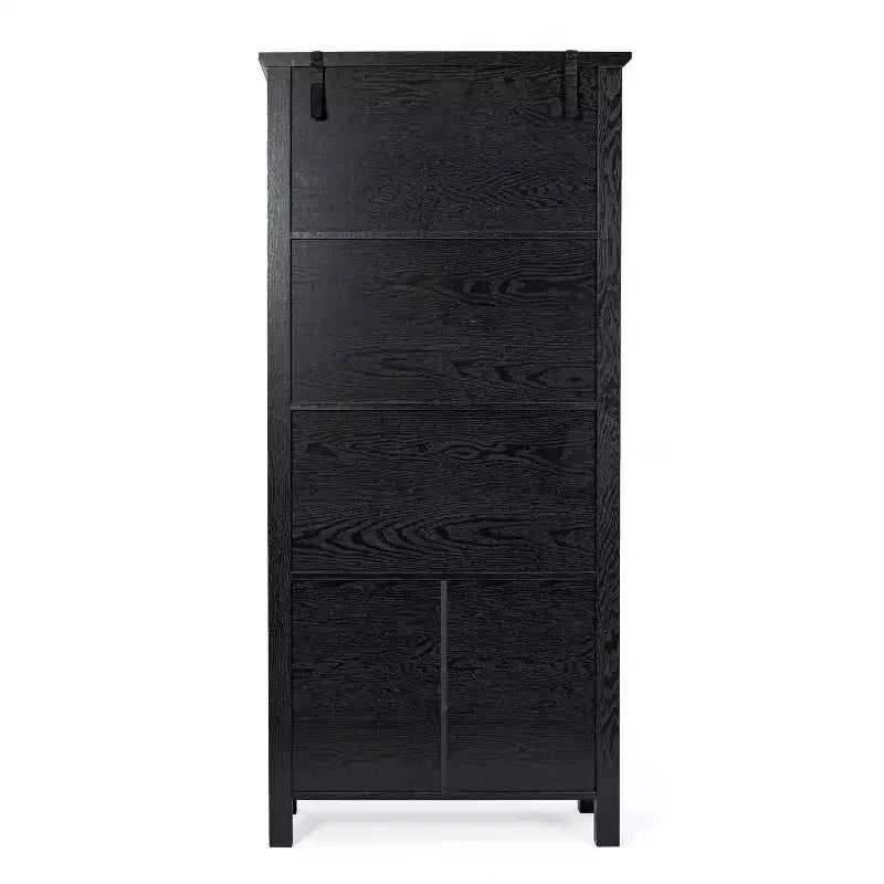 Modern Farmhouse Wooden Bookcase and Storage Cabinet with Tempered Glass Doors and 3 Upper Shelves