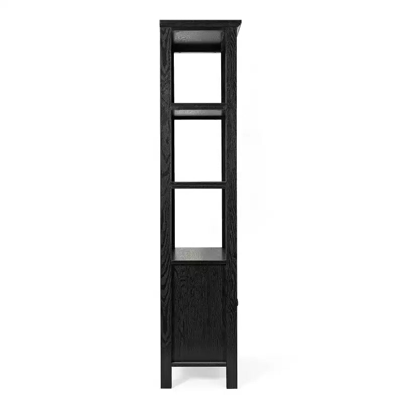 Modern Farmhouse Wooden Bookcase and Storage Cabinet with Tempered Glass Doors and 3 Upper Shelves