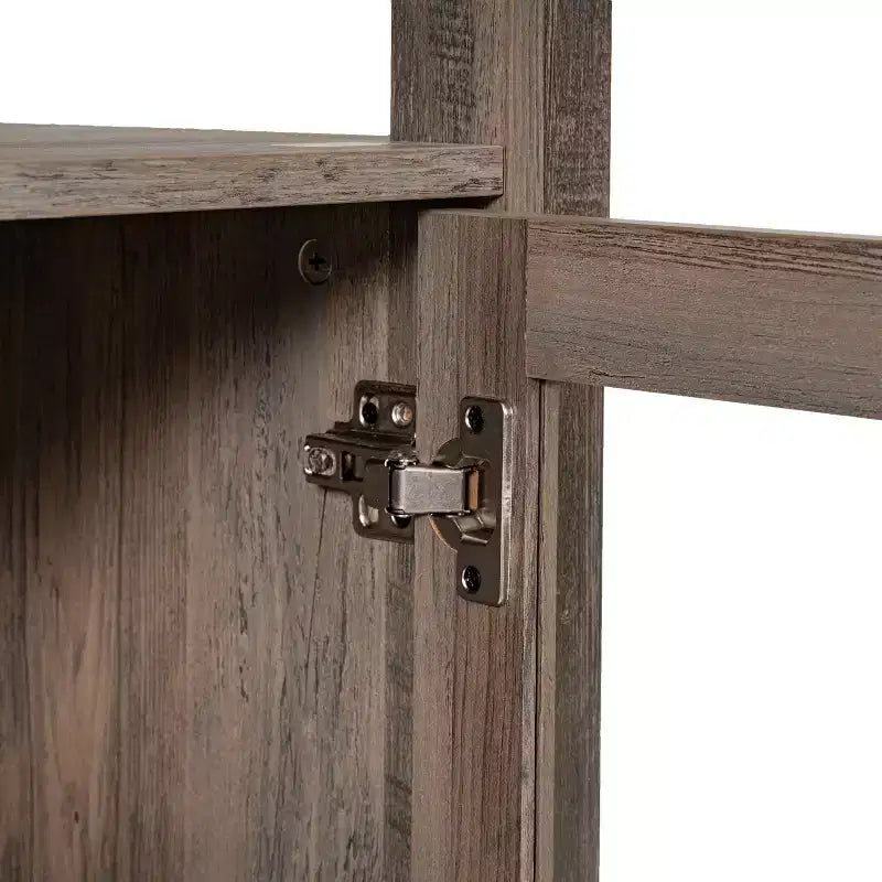 Modern Farmhouse Wooden Bookcase and Storage Cabinet with Tempered Glass Doors and 3 Upper Shelves