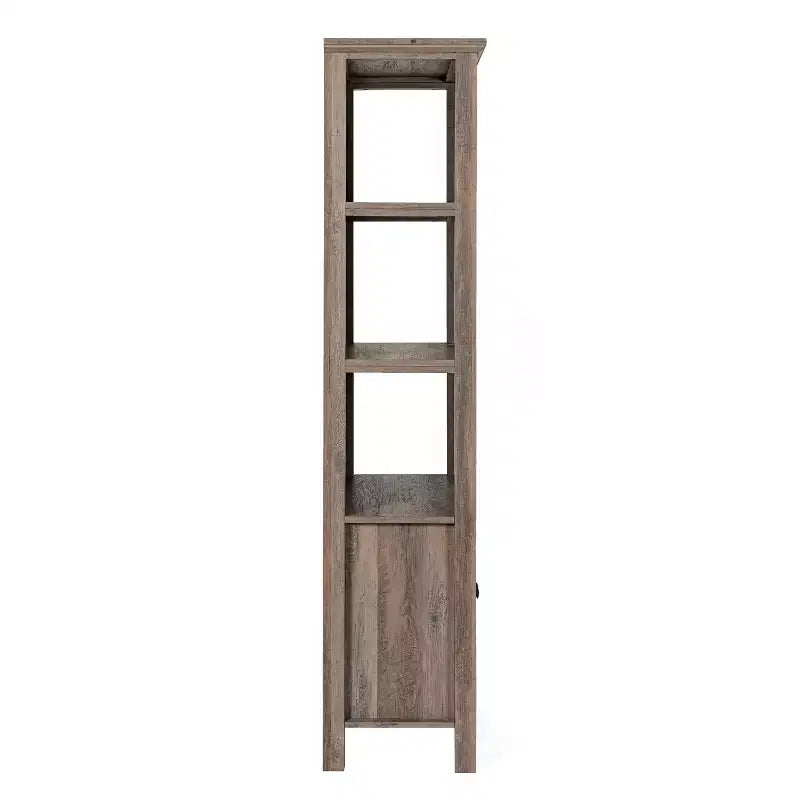 Modern Farmhouse Wooden Bookcase and Storage Cabinet with Tempered Glass Doors and 3 Upper Shelves