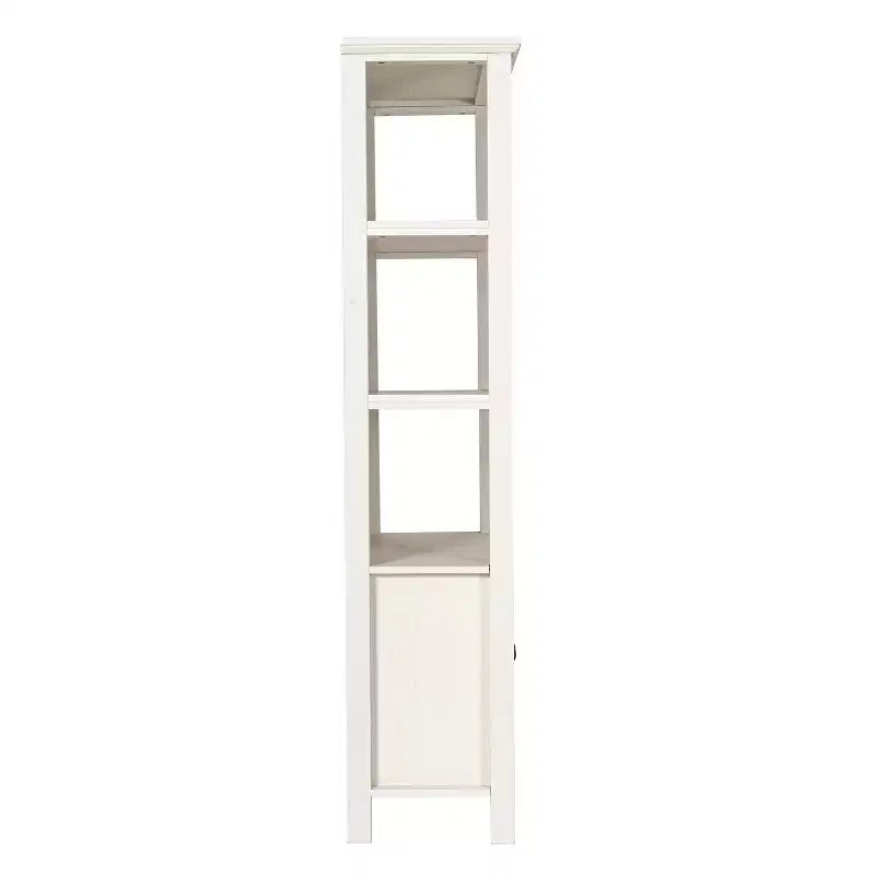 Modern Farmhouse Wooden Bookcase and Storage Cabinet with Tempered Glass Doors and 3 Upper Shelves