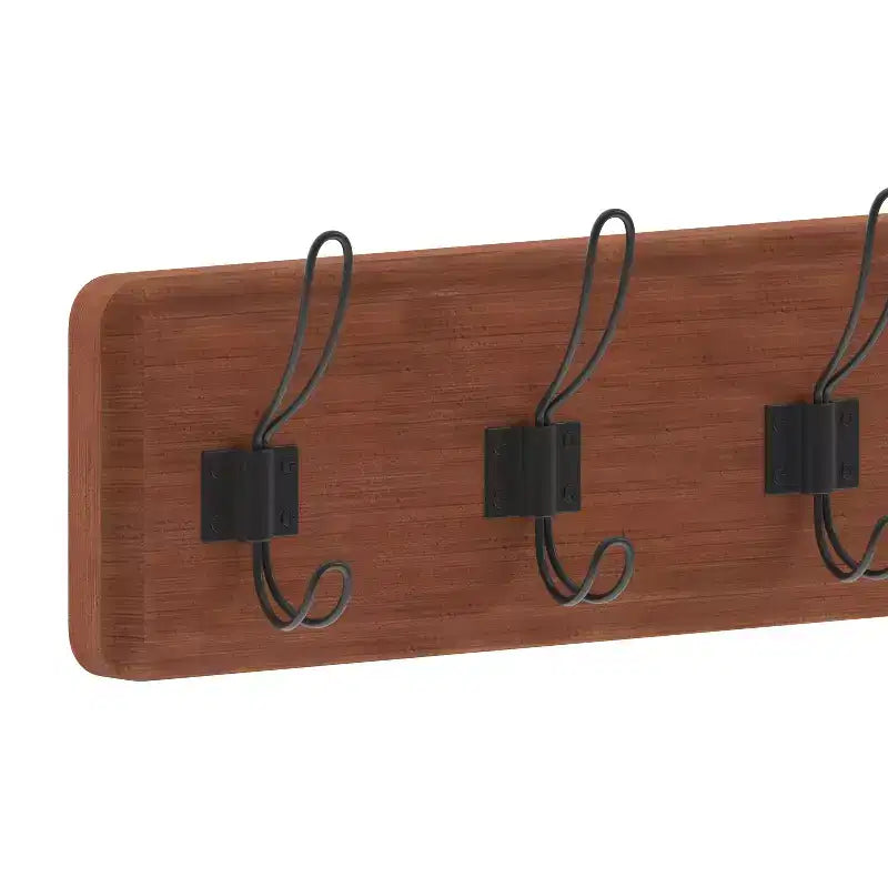 86.4 cm Wall Mount Pine Wood Storage Rack with Hanging Hooks, Entryway, Kitchen, Bathroom