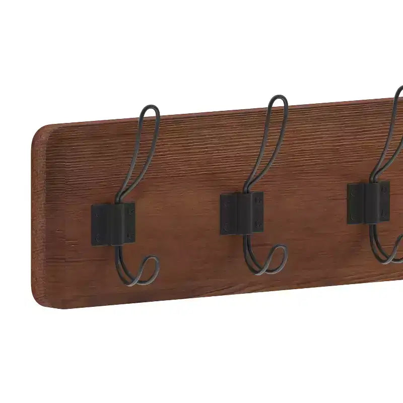 86.4 cm Wall Mount Pine Wood Storage Rack with Hanging Hooks, Entryway, Kitchen, Bathroom