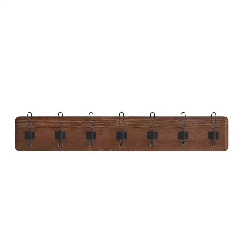 86.4 cm Wall Mount Pine Wood Storage Rack with Hanging Hooks, Entryway, Kitchen, Bathroom