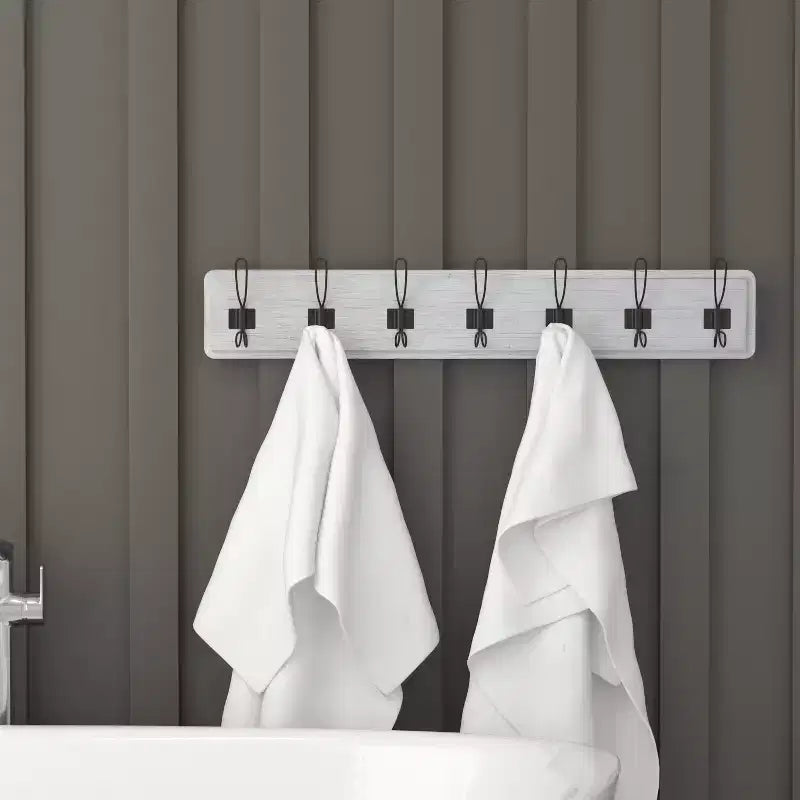86.4 cm Wall Mount Pine Wood Storage Rack with Hanging Hooks, Entryway, Kitchen, Bathroom