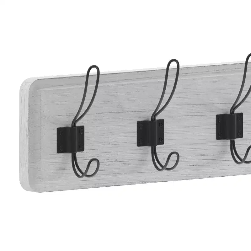 86.4 cm Wall Mount Pine Wood Storage Rack with Hanging Hooks, Entryway, Kitchen, Bathroom