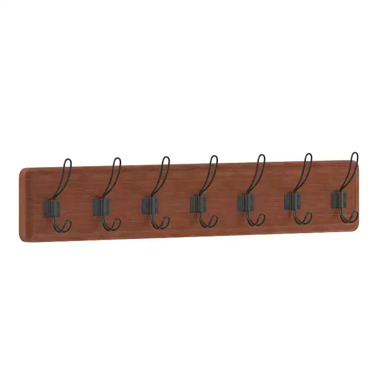 86.4 cm Wall Mount Pine Wood Storage Rack with Hanging Hooks, Entryway, Kitchen, Bathroom