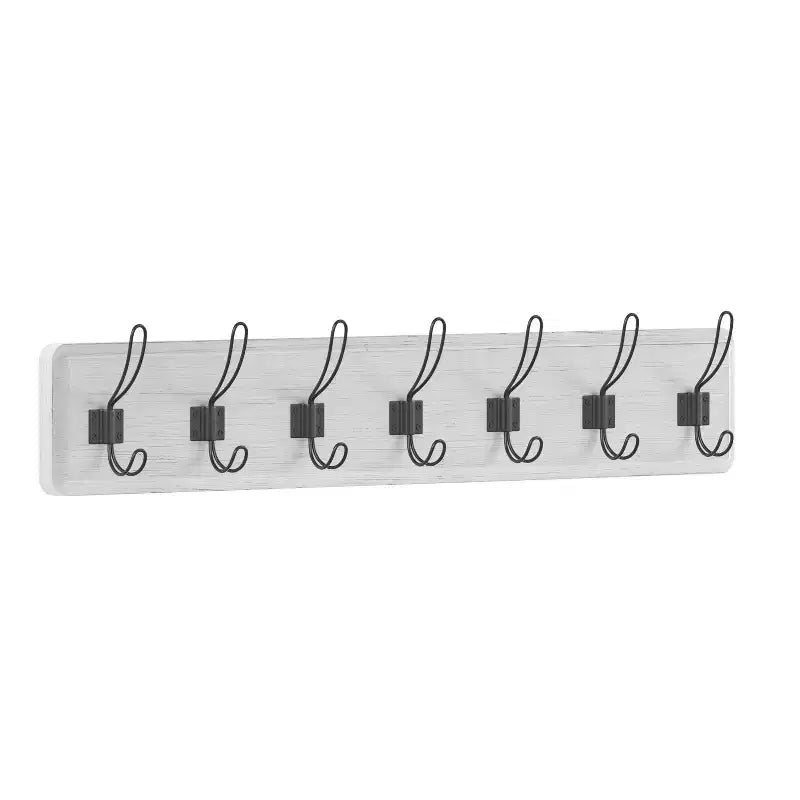 86.4 cm Wall Mount Pine Wood Storage Rack with Hanging Hooks, Entryway, Kitchen, Bathroom