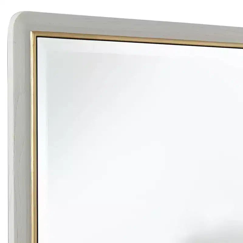 Miroir mural rectangulaire – Cadre beige mat et or, 71 x 107 cm