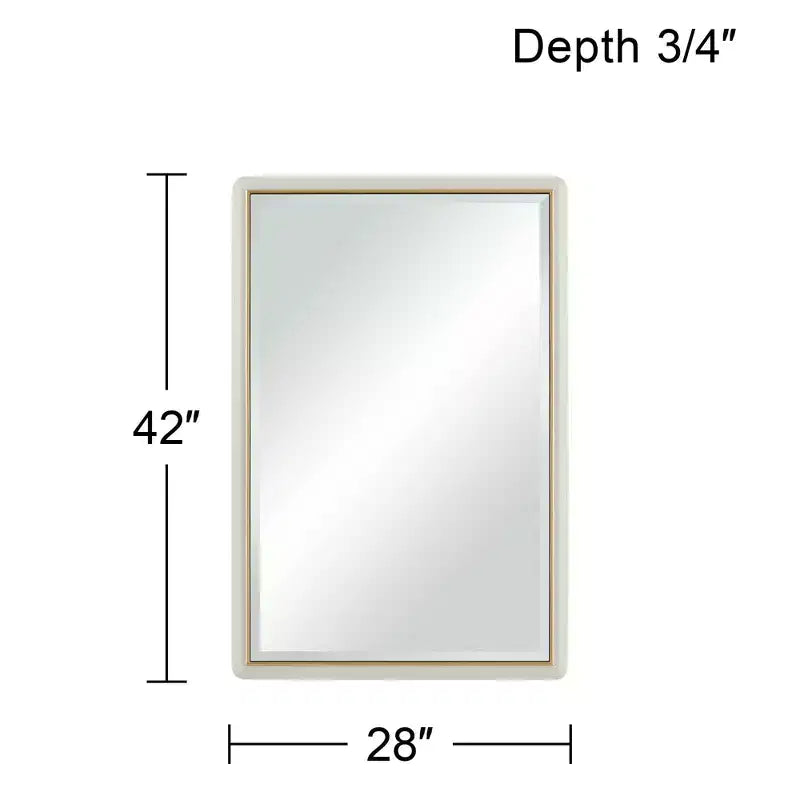 Miroir mural rectangulaire – Cadre beige mat et or, 71 x 107 cm
