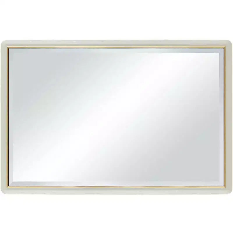 Miroir mural rectangulaire – Cadre beige mat et or, 71 x 107 cm