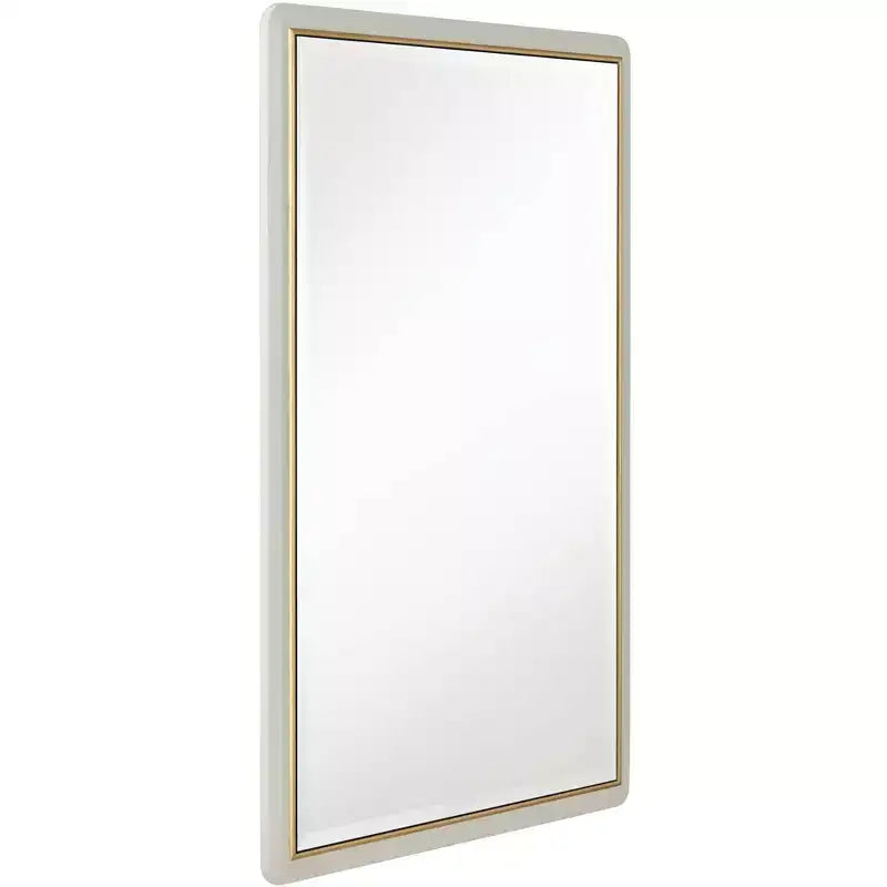 Miroir mural rectangulaire – Cadre beige mat et or, 71 x 107 cm