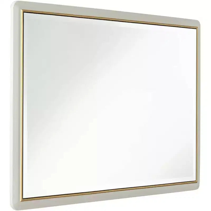 Miroir mural rectangulaire – Cadre beige mat et or, 71 x 107 cm