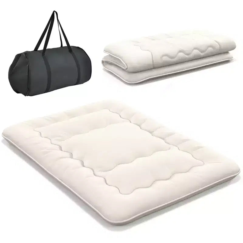 approx. 137 × 191 cm mattress size/approx. 193 × 203 cm mattress size/approx. 152 × 203 cm mattress size/approx. 97 × 191 cm mattress size Futon Mattress Japanese Floor Sleeping Pad Washable Cover Carry Bag Beige
