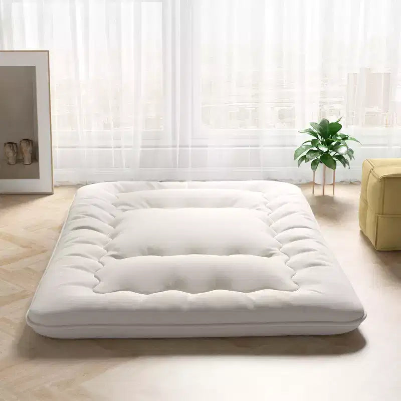 Beige Japanese-Style Floor Futon Mattress, Approx. 97 × 191 / 137 × 191 / 152 × 203 / 193 × 203 cm Options, Washable Cover