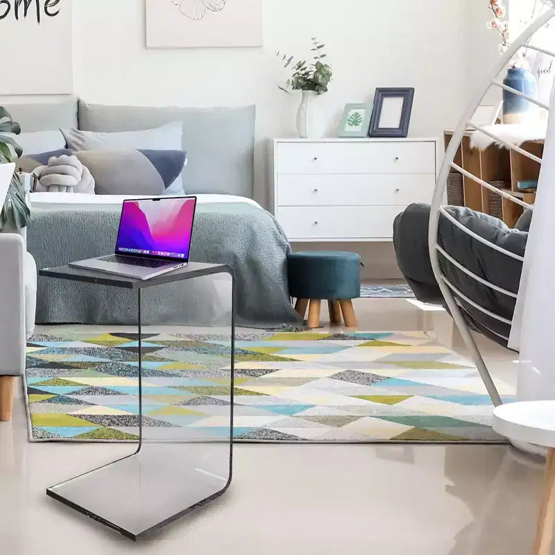 Luxurious Acrylic C Shaped Table, Beautiful Living Room Decor, Perfect For Sofas and Beds