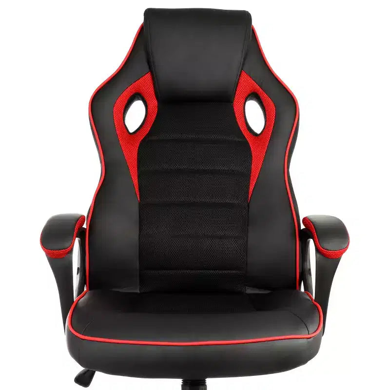Fauteuil de bureau pivotant réglable noir et rouge, 1 place