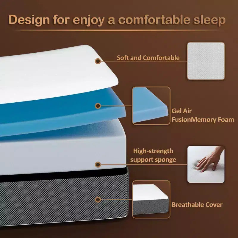 5 Portable Tri Folding Gel Memory Foam Mattress | Breathable Mesh Sides with Ultra Soft, Removable and Washable Cover