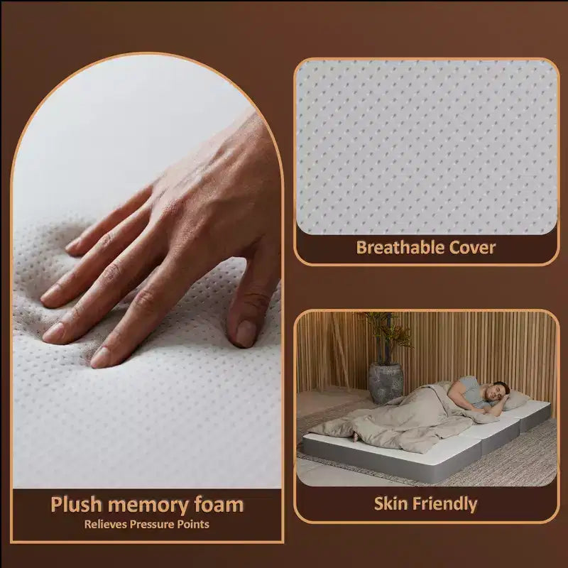 5 Portable Tri Folding Gel Memory Foam Mattress | Breathable Mesh Sides with Ultra Soft, Removable and Washable Cover