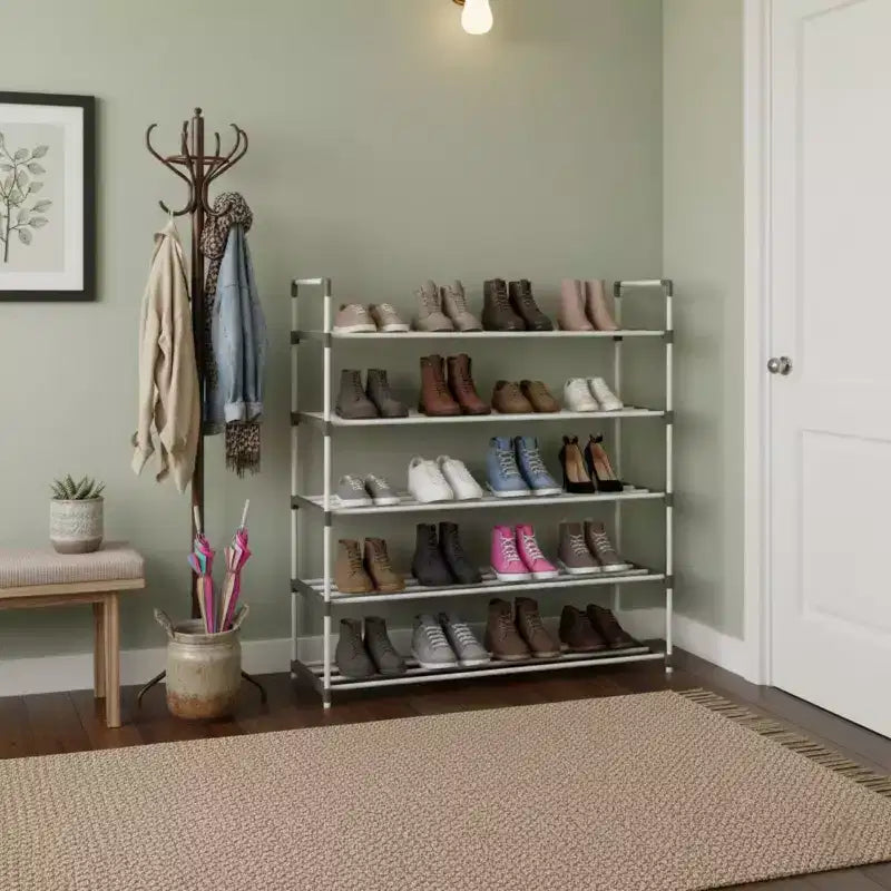 5-Tier Shoe Rack for 25 Pairs, White