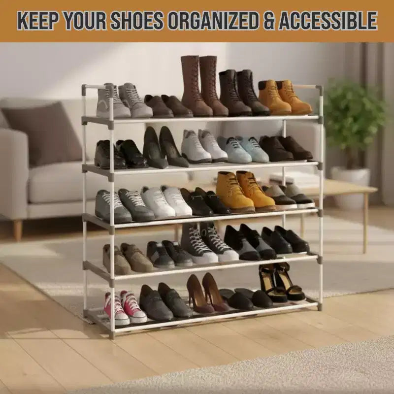 5-Tier Shoe Rack for 25 Pairs, White