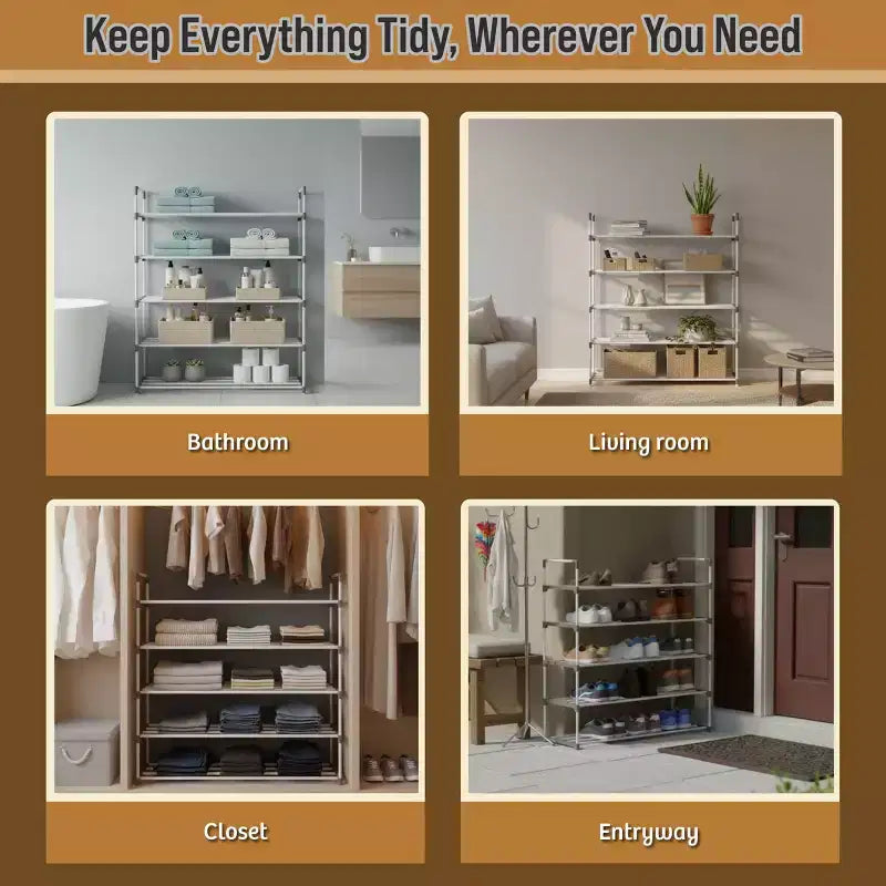 5-Tier Shoe Rack for 25 Pairs, White