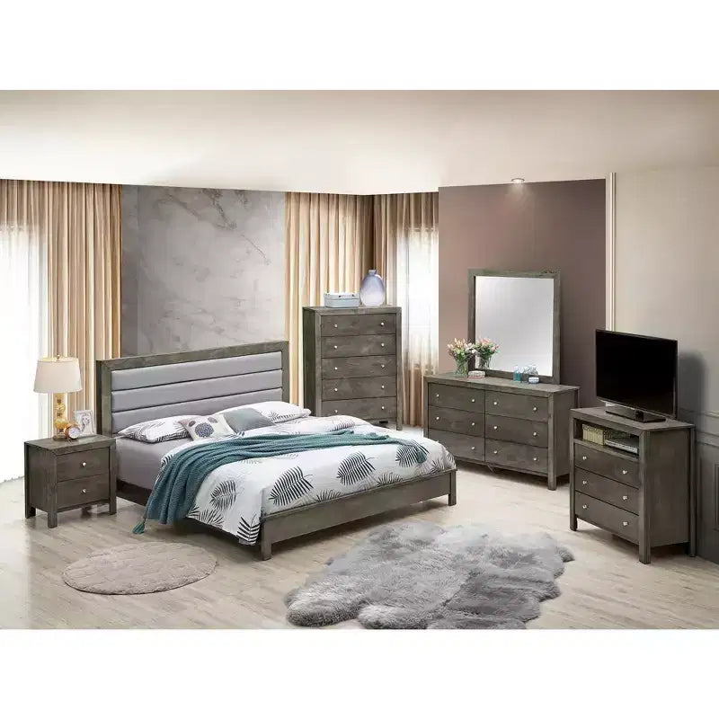 Lit rembourré Passion Furniture Burlington avec panneaux pleins