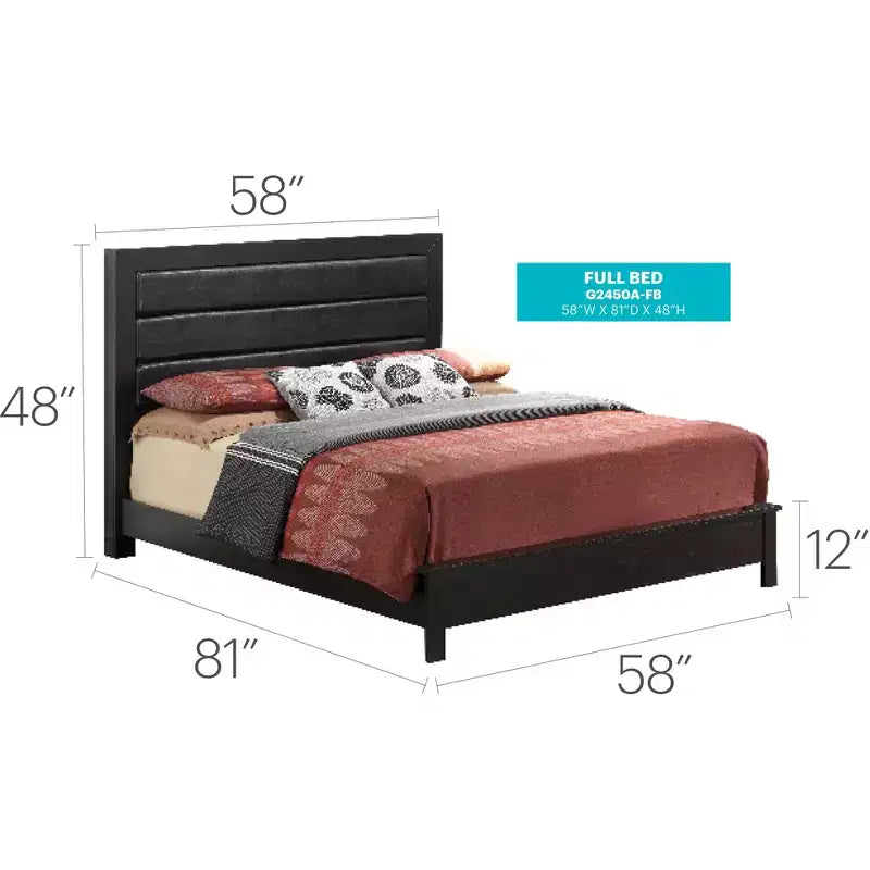 Lit rembourré Passion Furniture Burlington avec panneaux pleins