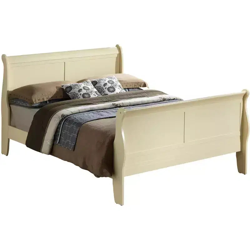 Louis Philippe Sleigh Bed with High Footboard for an Approx. 137 × 191 cm Mattress