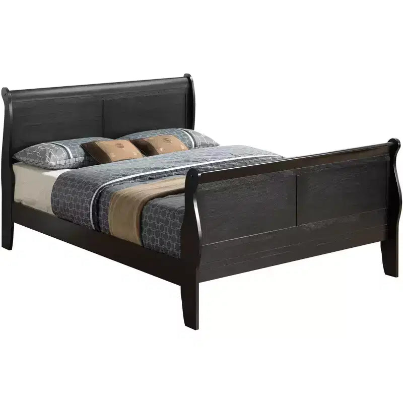 Louis Philippe Sleigh Bed with High Footboard for an Approx. 137 × 191 cm Mattress