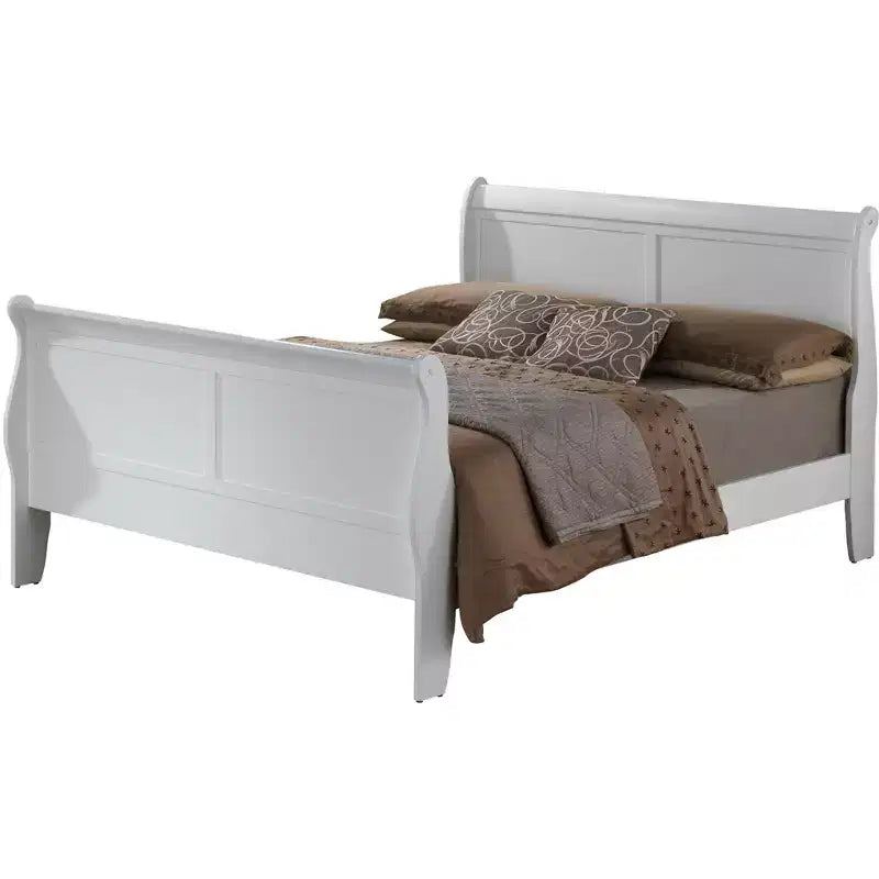 Louis Philippe Sleigh Bed with High Footboard for an Approx. 137 × 191 cm Mattress