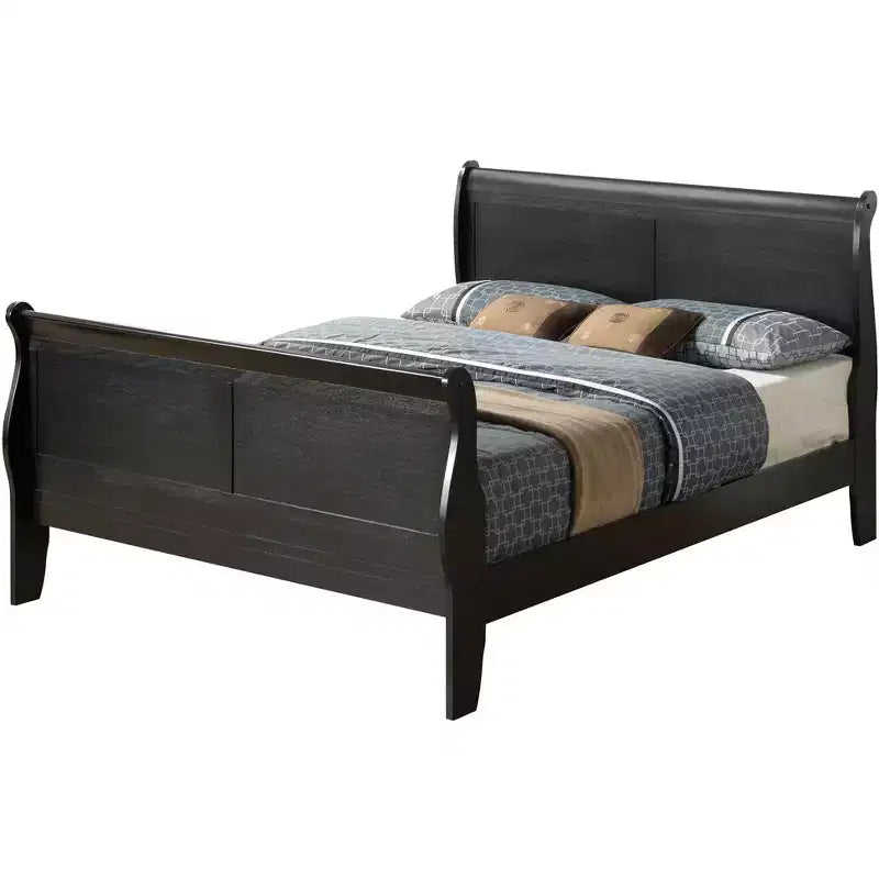 Louis Philippe Sleigh Bed with High Footboard for an Approx. 137 × 191 cm Mattress