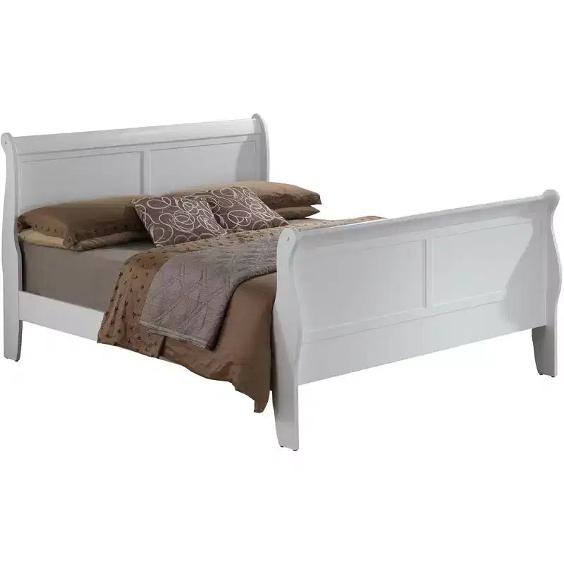 Louis Philippe Sleigh Bed with High Footboard for an Approx. 137 × 191 cm Mattress