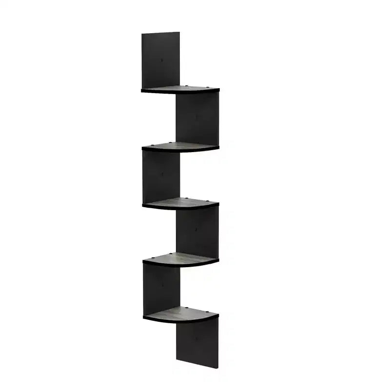 5-Tier Modern Wall Mount Floating Corner Bookshelf Ladder Shelf