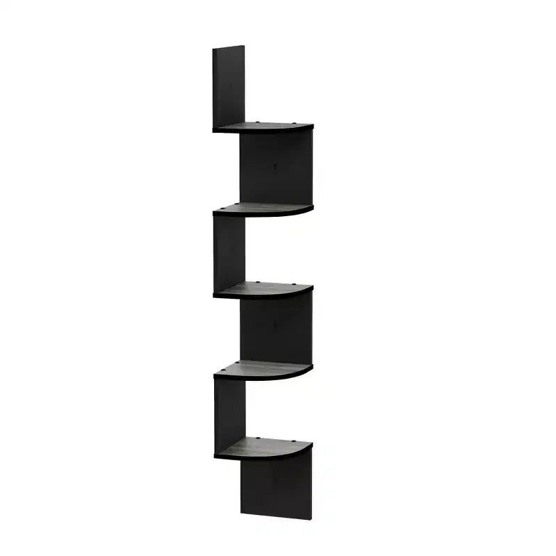 5-Tier Modern Wall Mount Floating Corner Bookshelf Ladder Shelf