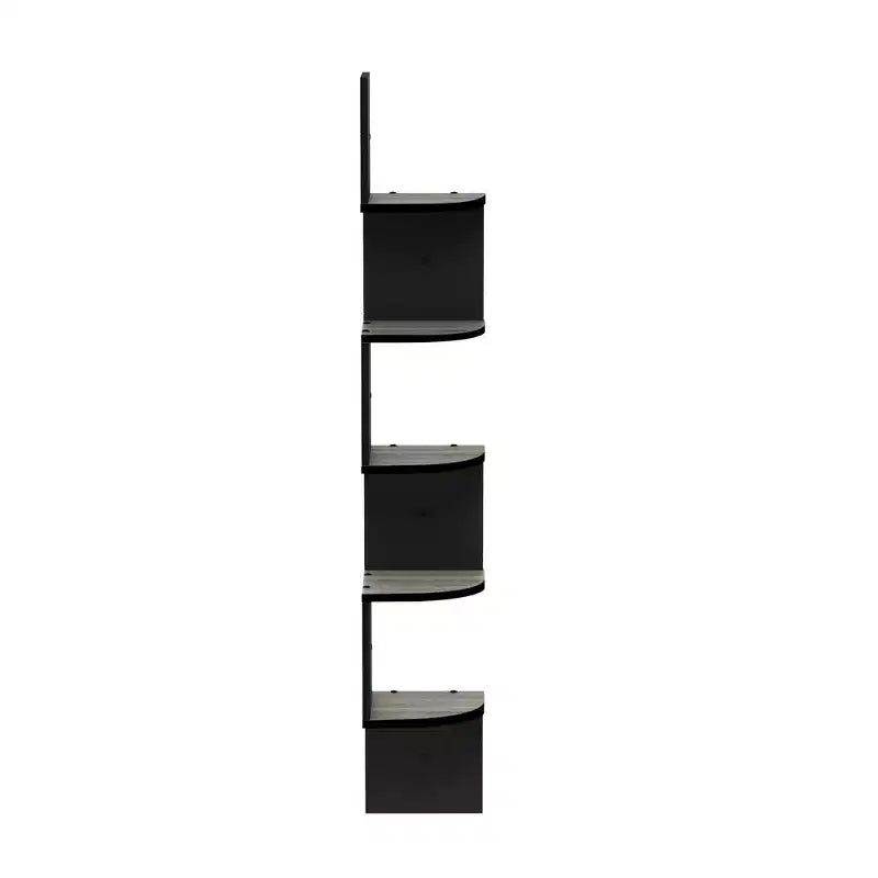 5-Tier Modern Wall Mount Floating Corner Bookshelf Ladder Shelf