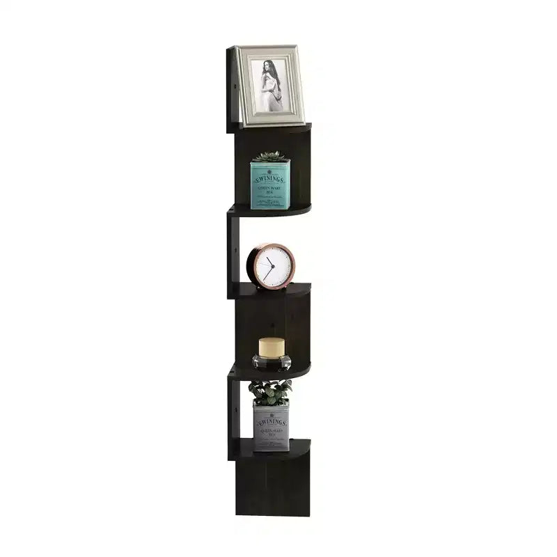 5-Tier Modern Wall Mount Floating Corner Bookshelf Ladder Shelf