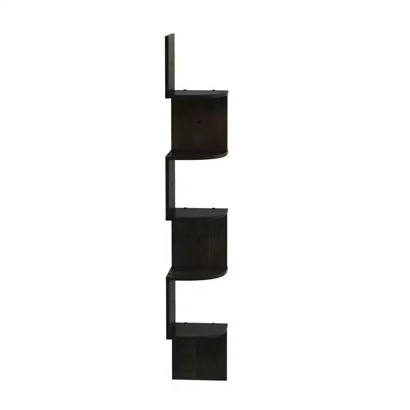 5-Tier Modern Wall Mount Floating Corner Bookshelf Ladder Shelf