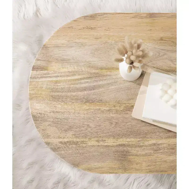 Oval Wood Coffee Table, 96.5 × 50.8 × 41.9 cm
