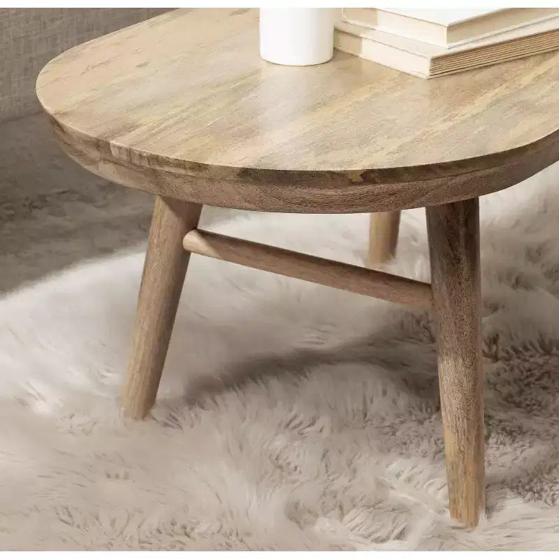 Oval Wood Coffee Table, 96.5 × 50.8 × 41.9 cm