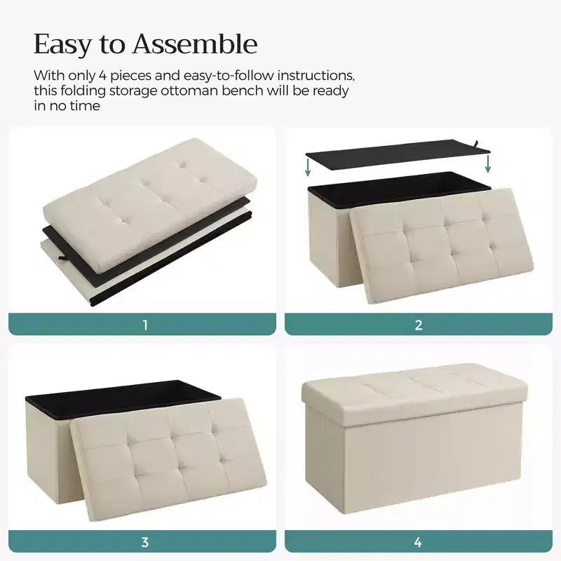 76.2 cm Wide Storage Ottoman Bench, Maximum Load 299.4 kg