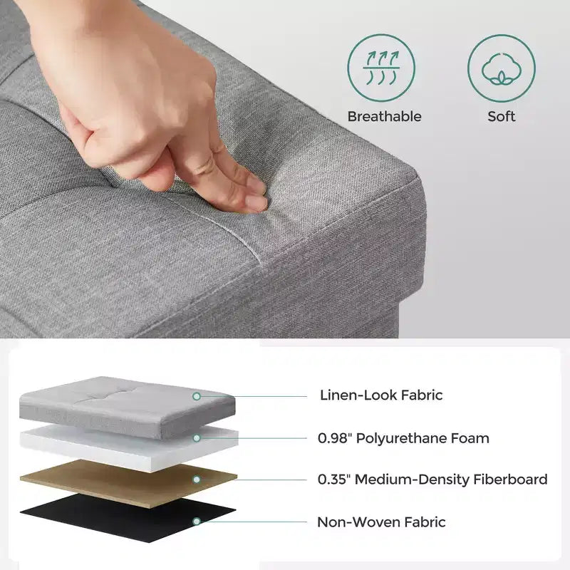 76.2 cm Wide Storage Ottoman Bench, Maximum Load 299.4 kg