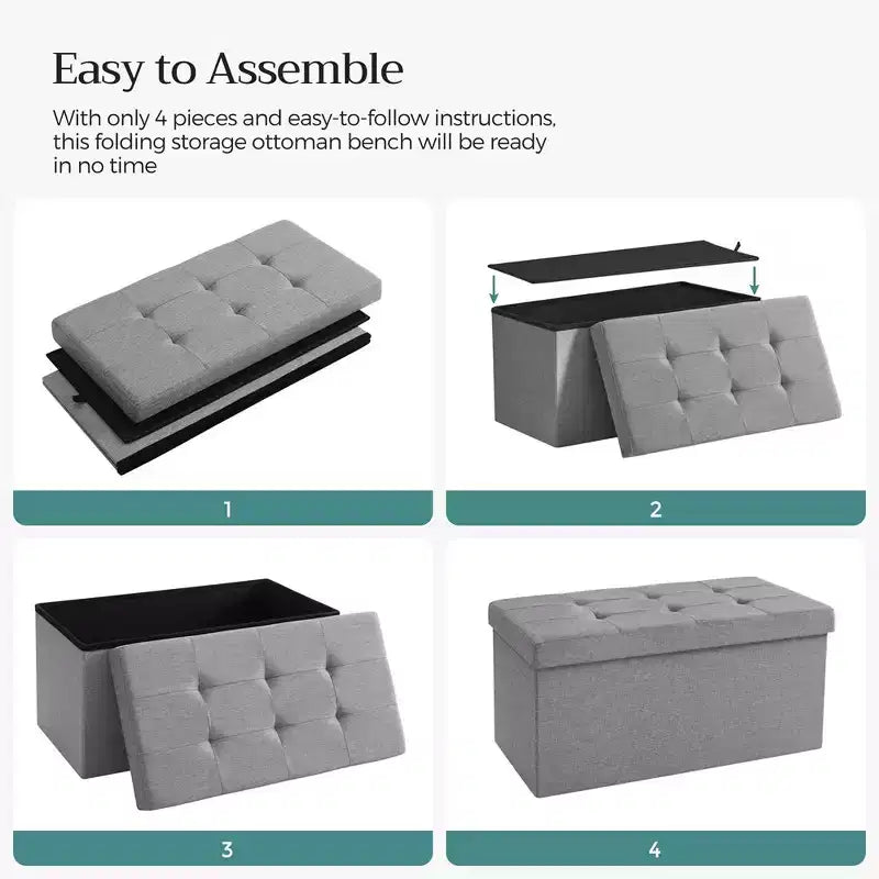 76.2 cm Wide Storage Ottoman Bench, Maximum Load 299.4 kg