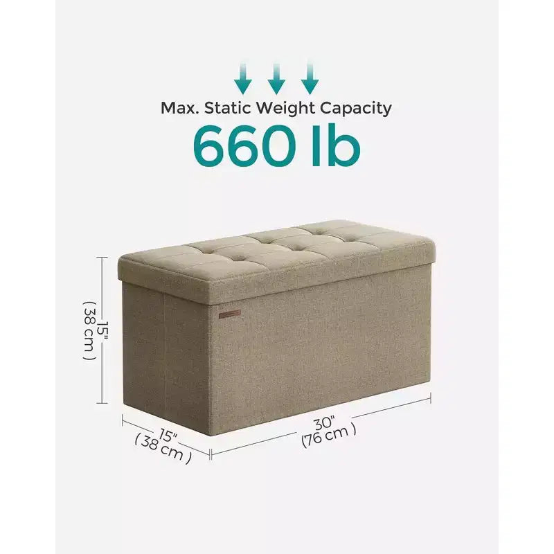 76.2 cm Wide Storage Ottoman Bench, Maximum Load 299.4 kg