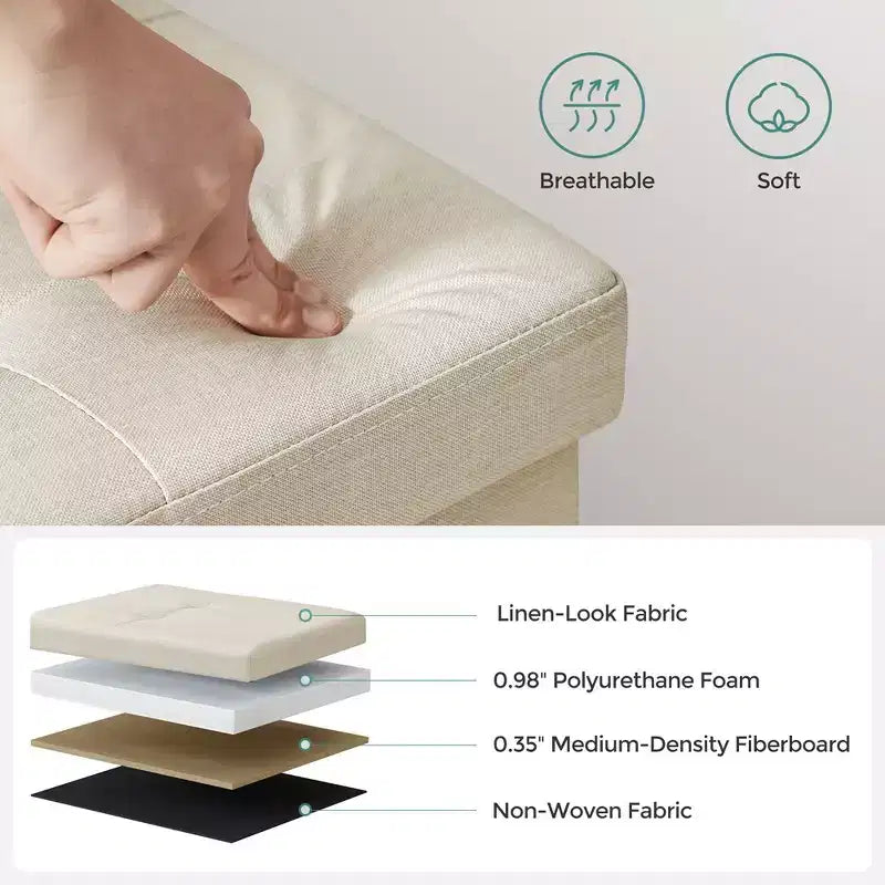 76.2 cm Wide Storage Ottoman Bench, Maximum Load 299.4 kg